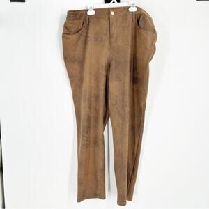 Chico’s Brown Faux Suede Stretchy Pants Size‎ 3 US Size 16R